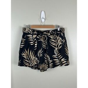 C&C California Women's Sz 12 Shorts Multicolor Linen Blend Pull On Tie Waist